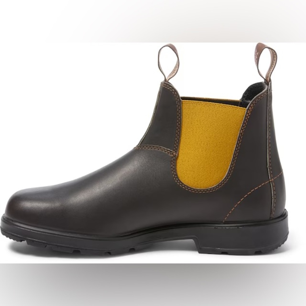 Blundstone Men's Dark Brown Boots with Mustard Elastic - Picture 2 of 5